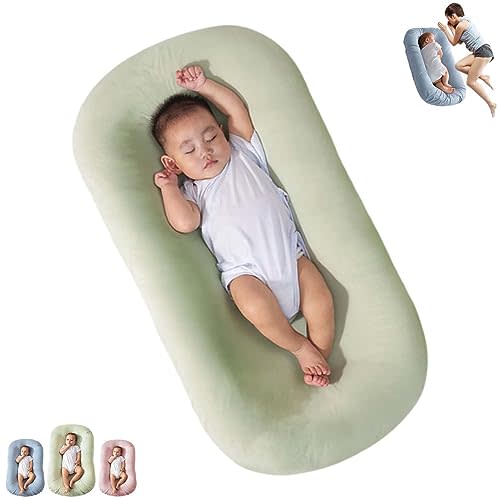 Saanerueen Baby Lounger Pillow for 0-12 Months, Newborn Lounger Pillow Soft Breathable Lounger, Baby Lounger for Newborn (Green)