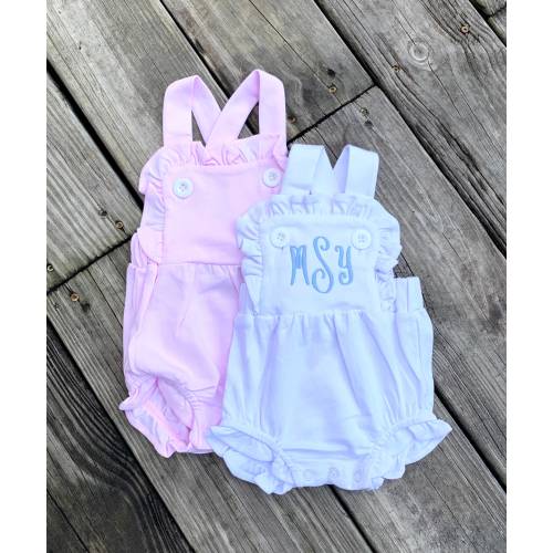 Monogrammed Ruffle Baby Sunsuit, Baby girl Sunsuit, baby girl bubble, Monogrammed Bubble suit, baby bubble, baby gift, first birthday outfit