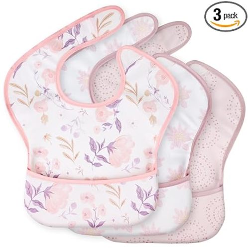 CIVARUA KIDS 3 Pack Waterproof Baby Bibs for Eating, Mess Proof Feeding Bib