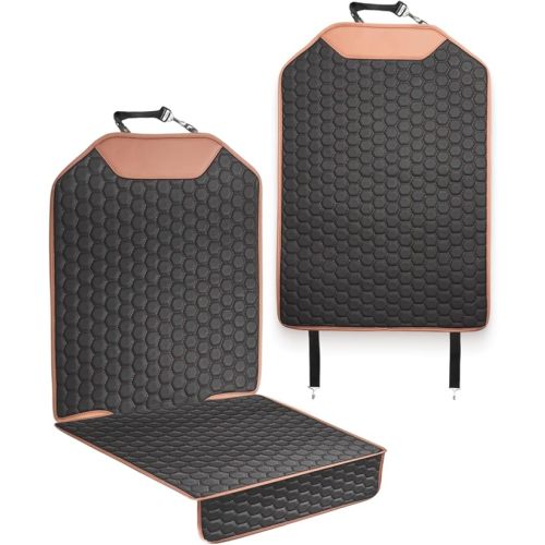 Owleys Car Seat Protector Set - Black, Waterproof & Non-Slip, Kick Mat & Back Seat Protection