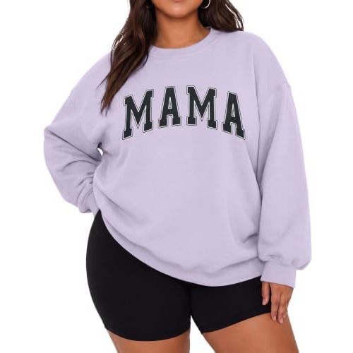BLANCHES Plus Size Mama Sweatshirt Women Tired Moms Club Crewneck Pullover