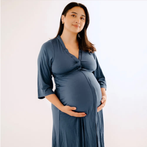 Lila Labor & Postpartum Gown in Midnight Blue