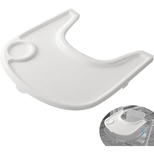 High Chair Tray Cover Compatible with Stokke Tripp Trapp Chair with Cup Holder - Smooth Surface and Strong Suction - Made with Food-Safe Plastic (BPA BPS BPF Lead Phthalate Free) - White