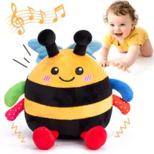 hahaland Baby Toy for 6-12 Months – Crawling Musical Dancing Bouncing Learning Bee Plush,Abeja que baila/Abeja que canta/ Interactive,48 Songs & Repeat what you say,Tummy Time Toy infant toy for Birthday 0-3 Months/6-12 Months,Cute Gifts Play - TikTok Sho