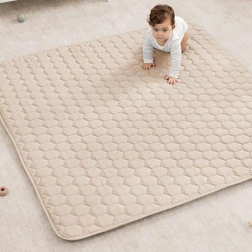 Comfy Cubs Square Kids Play Mat 56 x 56in Baby Floor Mat - Sand