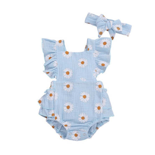 DAISY Ruffle Romper with Headband - Hazel & Bo