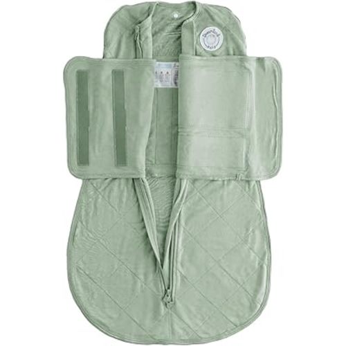 Dreamland Baby Viscose Swaddle Blanket (0-6 Months). 1.0 TOG Ultra Soft Swaddle Blanket w/Built in Band. 97% Viscose, 3% Spandex (Sage). Mom-Owned US Business, Premium Materials