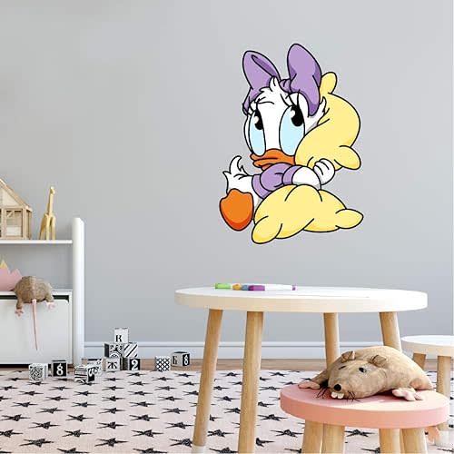 Vinyl Wall Decal: DS Inspiral Daisy Duck Hugging A Pillow | 20" x 25" Character Kids Nursery Bedroom Home Sticker Décor