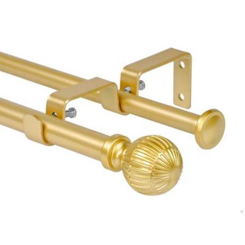 Urbanest 5/8 Inch Adjustable Double Curtain Rod Set with Volle Ball Finials, 28"-120" Gold 28"-84"