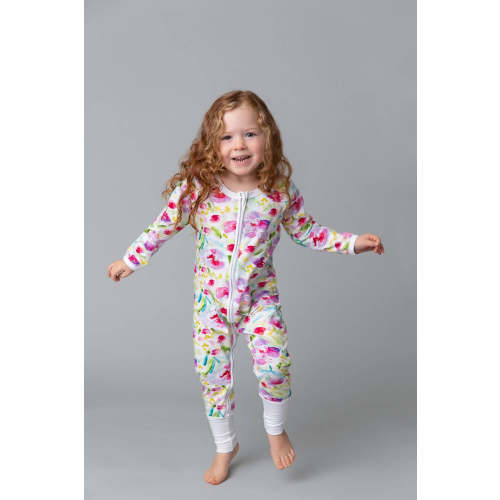 Floral Onesie | Double Two-Way Zippers | Little Zips