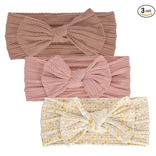 Baby-Girls Floral-Bows-Headband Baby-Turban-Knotted-Elastic-Soft-Headwrap for Newborn-Infant-Toddler Hair-Accessories