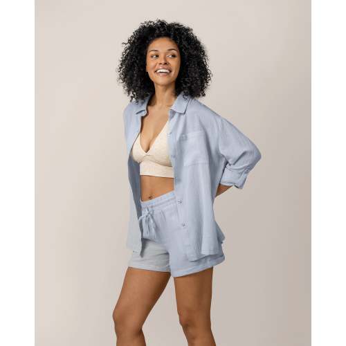 Reese Oversized Linen Button Down Shirt | French Blue - Kindred Bravely