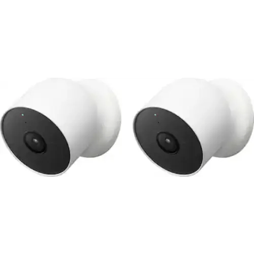 Google - Nest Cam 2 Pack Indoor/Outdoor Wire Free Security Cameras - Snow