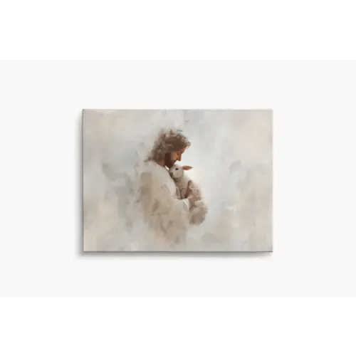 Modern Last Lamb Canvas | He Left The 99 Painting, Lost Sheep Wall Art – StarminStudio