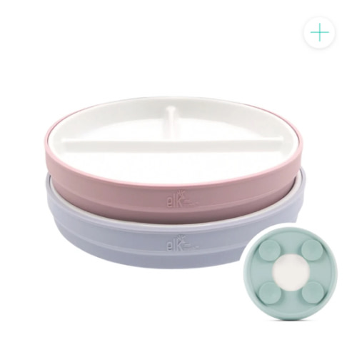 7.8"/20cm Porcelain White Divided Plates with Silicone Suction Sleeves