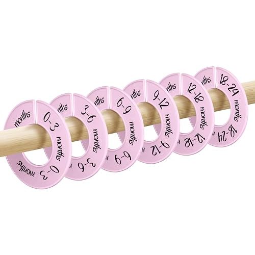 Pro Goleem Baby Closet Dividers Pink Baby Closet Organizer for Nursery Baby Clothes Size Age Dividers Fits 1.5" Rod 6 PCS