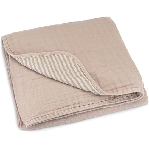 Parker Baby Muslin Blanket | 100% Soft Cotton Toddler Quilt & Baby Muslin Swaddle | Gender Neutral Design 47" x 47" Blanket