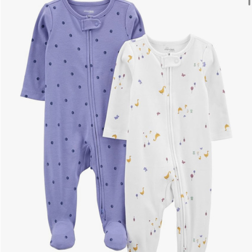 Simple Joys by Carter's Baby Girls' Cotton Footed Sleep and Play, Pack of 2