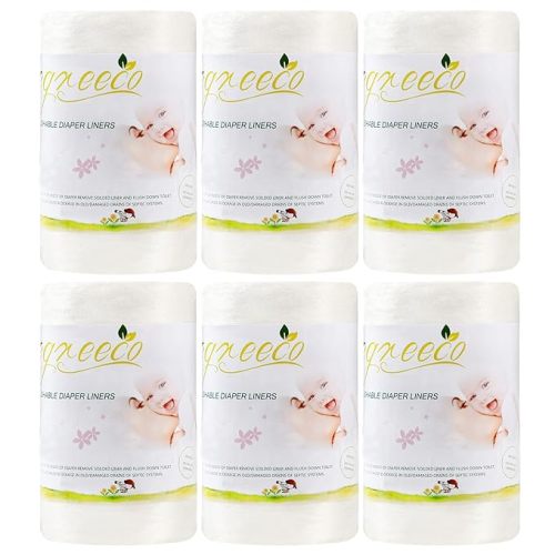 wegreeco Cloth Diaper Liners - Unscented Diaper Liners, Fragance Free Cloth Diapers Liner - 100 Sheets Per Roll (6 Roll)