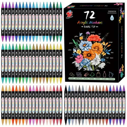 TBC The Best Crafts 72 Colors Dual Tip Acrylic Paint Markers, Waterproof & Non-Toxic