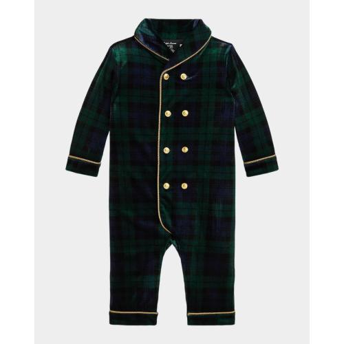 Baby Boy's Plaid Velour Double-Breasted Coverall