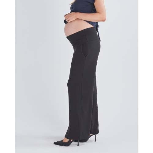 Elodie Wide Leg Maternity Black Work Pant in Ponti – Angel Maternity USA