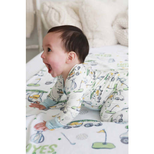 Country Club Cuties Convertible Zip Romper in Blue | Caden Lane