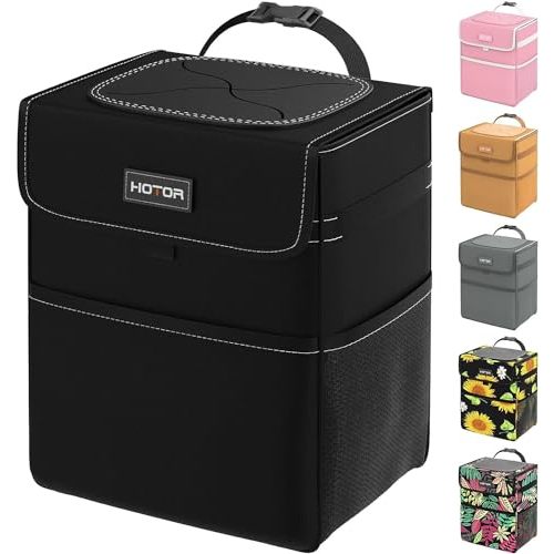 HOTOR Car Trash Can, Leak-Proof Car Organizer, Black, 2-Gallon | Storage Bag for Back, Front or Console of Cars, Sedans, SUVs & Trucks, Easy-to-Install Car Accessory for Interior