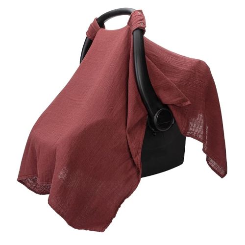 Comfy Cubs Baby Car Seat Cover - Muslin Cotton Baby Seat Cover Mauve