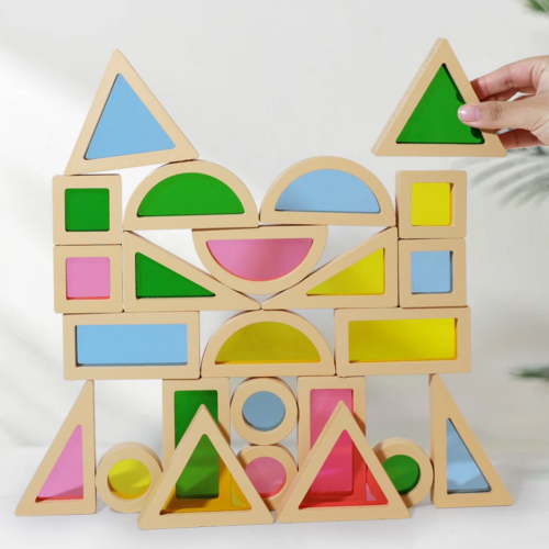 Nsxcdh Acrylic Translucent Sensory Building Blocks,Plastic,Montessori Based,Colorful,Visual Training,Early Education,Magnetic Building Blocks Kids Girls and Boys Toys