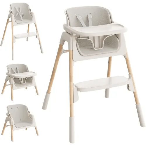 Mloong High Chair for Babies and Toddlers - Adjustable 4-in-1 Baby High Chairs with Dishwasher Tray, Easy Clean Highchair, Beige