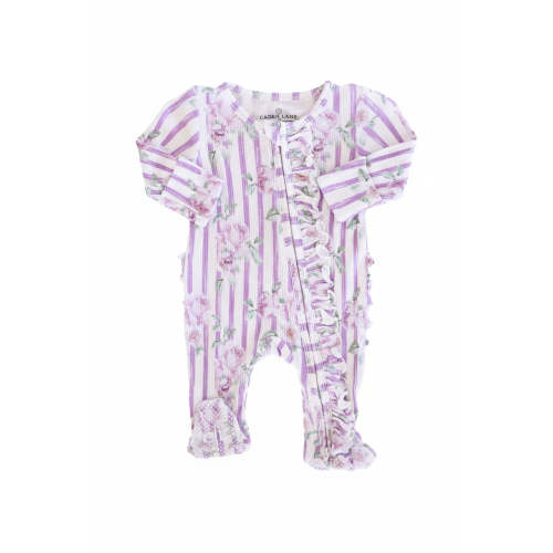 Lila's Lilacs Bamboo Waffle Ruffle Zipper Footie