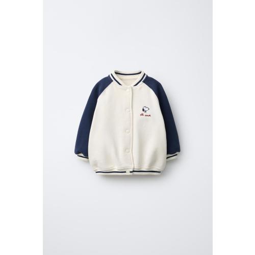 SNOOPY PEANUTS™ PLUSH BOMBER JACKET - Ecru | ZARA United States