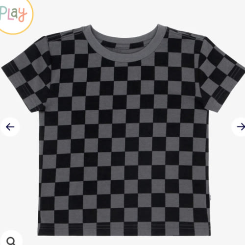 Monochrome Checks Short Sleeve Relaxed Tee - Little Sleepies