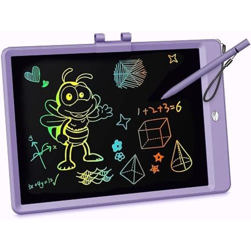 KOKODI LCD Writing Tablet, 10 Inch Colorful Toddler Doodle Board Drawing Tablet, Erasable Reusable Electronic Drawing Pads, Educational and Learning Toy for 3-6 Years Old Boy and Girls(Purple)