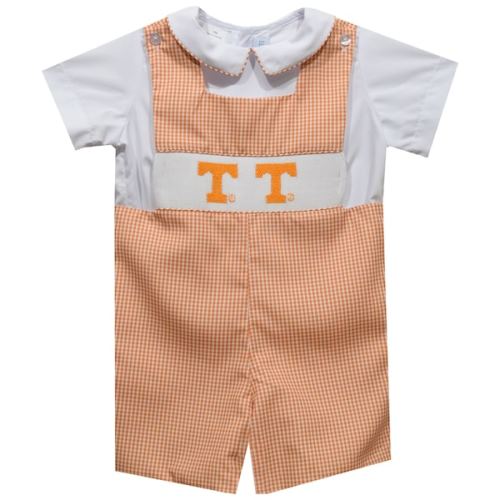 Infant Vive La Fete Tennessee Orange Tennessee Volunteers Gingham Jon Jon Romper