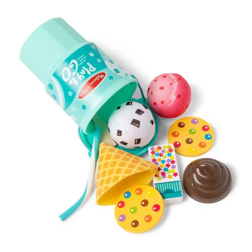 Melissa & Doug Play to Go Ice Cream Play Food Travel Toy Set in Cup with Fidget Toy Lid