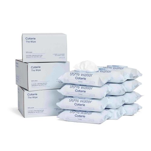 Coterie Baby Wipes for Sensitive Skin, Plant-Based and Plastic-Free Fibers, 99% Water, Hypoallergenic, pH Balanced, Unscented, Clean and Gentle Baby Essentials, 12 Pack, 672 Count