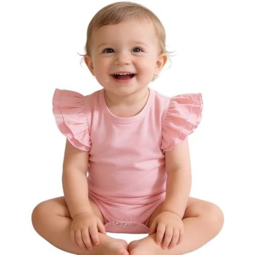 Baby Girl Solid Color Romper Infant Ruffle Sleeve Bodysuit One Piece Outfit Toddler Jumpsuit clothes