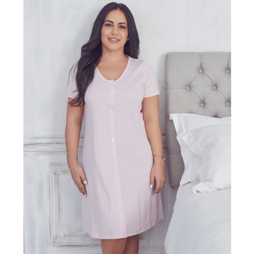 Simple Stripes Pink Adult Nightgown