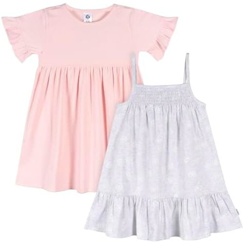 Gerber Girls' Toddler Short-Sleeve and Sleeveless Dress Set
