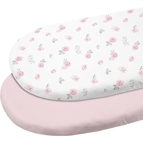 Gllquen Baby Organic Cotton Bassinet Sheets (33"x17") 2-Pack Pink for Girl