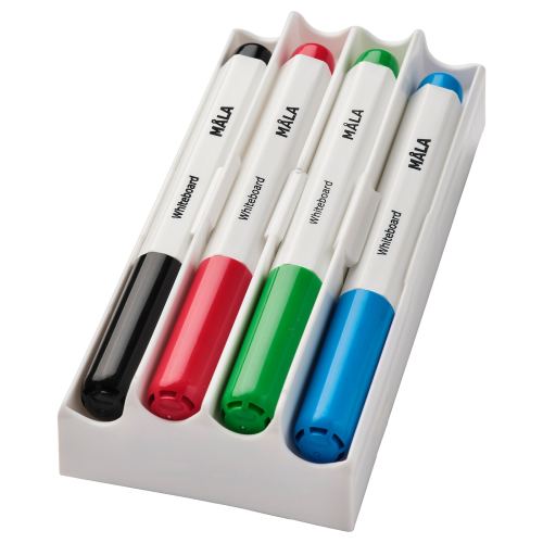 MÅLA Whiteboard pen with holder/eraser - mixed colors