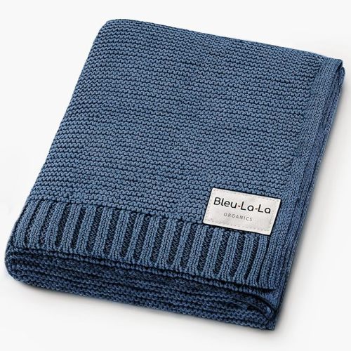 Luxury Organic Cotton Baby Blanket (Heritage - Denim Blue)