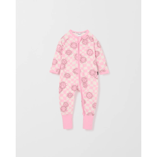 Bonds Baby Print Zip Wondersuit Coverall - Pale Lilac Check The Sun