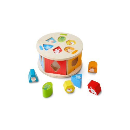 Favorite Animals Wooden Shape Sorting Puzzle Box with 5 Colorful Shapes - Ages 12 Months +