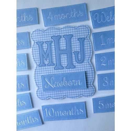 Initial Month Plaque in Blue Gingham – Little Happies