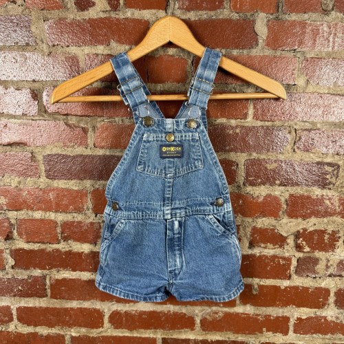 Vintage OshKosh B'gosh Shortalls Kids 4T Blue Denim Vestbak Made USA 90s