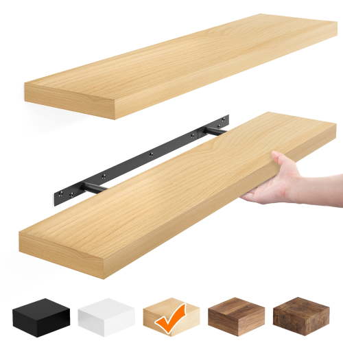 Fairy 2pcs Floating Shelves for Wall, 22.5in Bathroom Kitchen Shelves for Rustic Farmhouse Decor, Oak