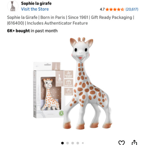 Sophie la Girafe | Born in Paris | Since 1961 | Gift Ready Packaging | (616400) | Includes Authenticator Feature